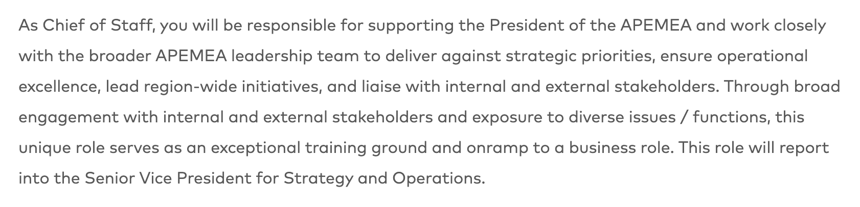 Example Chief of Staff Job Description