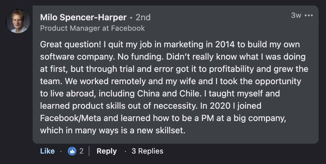 LinkedIn response from Milo Spencer-Harper.